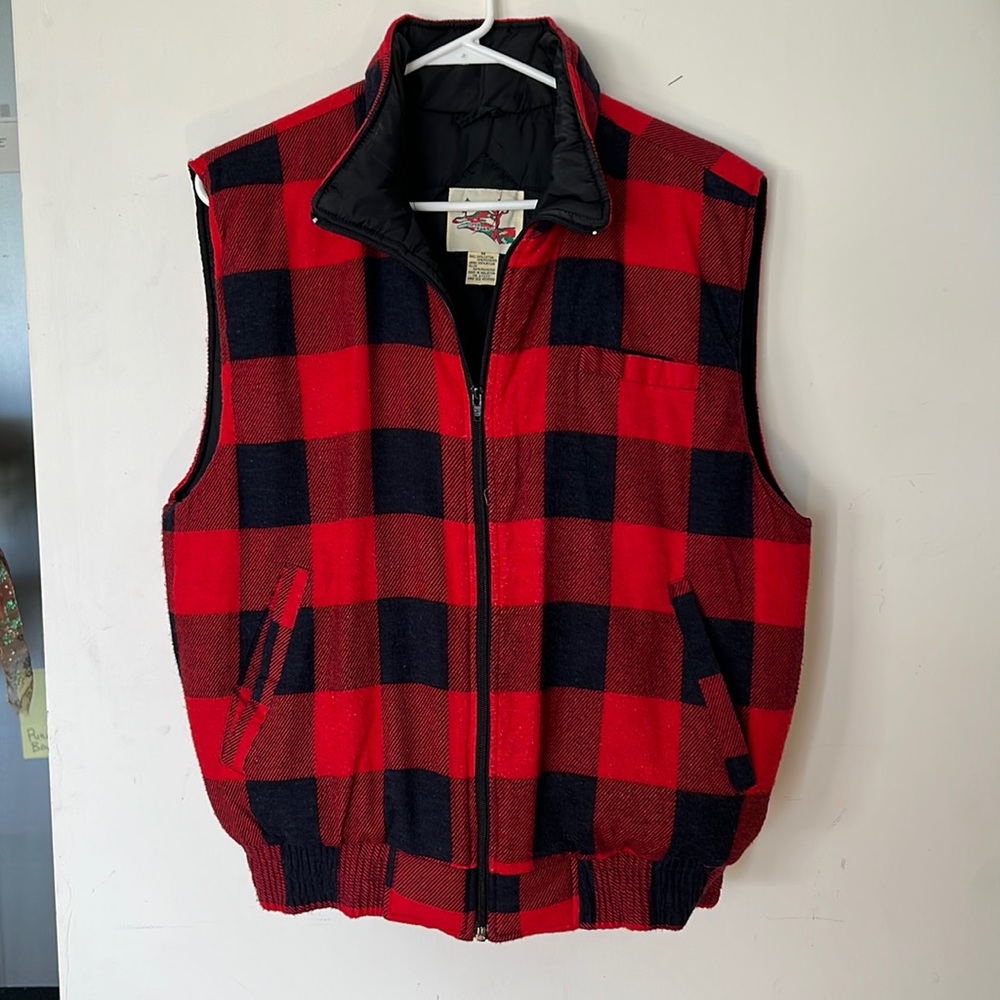 vintage Buffalo Plaid Puffer Vest